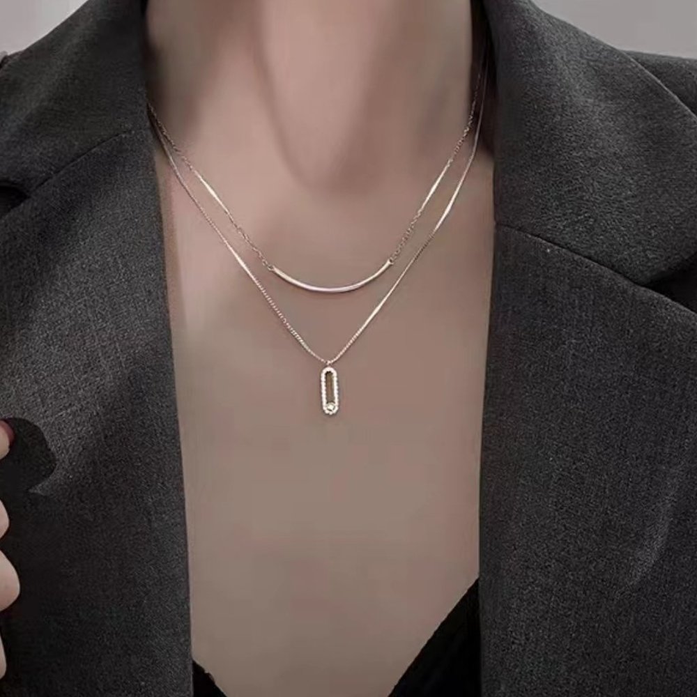 s925 sterling silver new double necklace